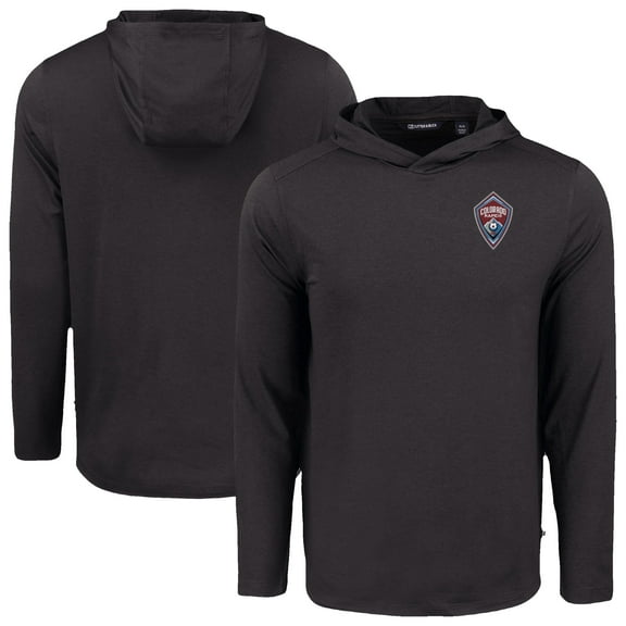 Men's Cutter & Buck Black Colorado Rapids Coastline Epic Comfort Eco Recycled Long Sleeve Hoodie T-Shirt