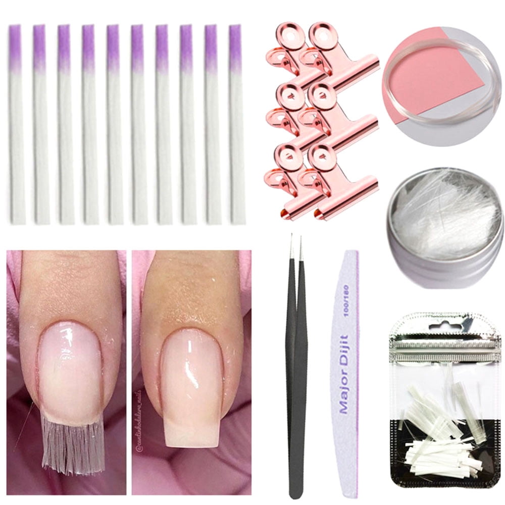 Aibecy 10Pcs/Set Fiberglass Nail Extension Glass Fibernails Fiber Set Nail Form Acrylic Tips False Nail Manicure Salon Tool Set