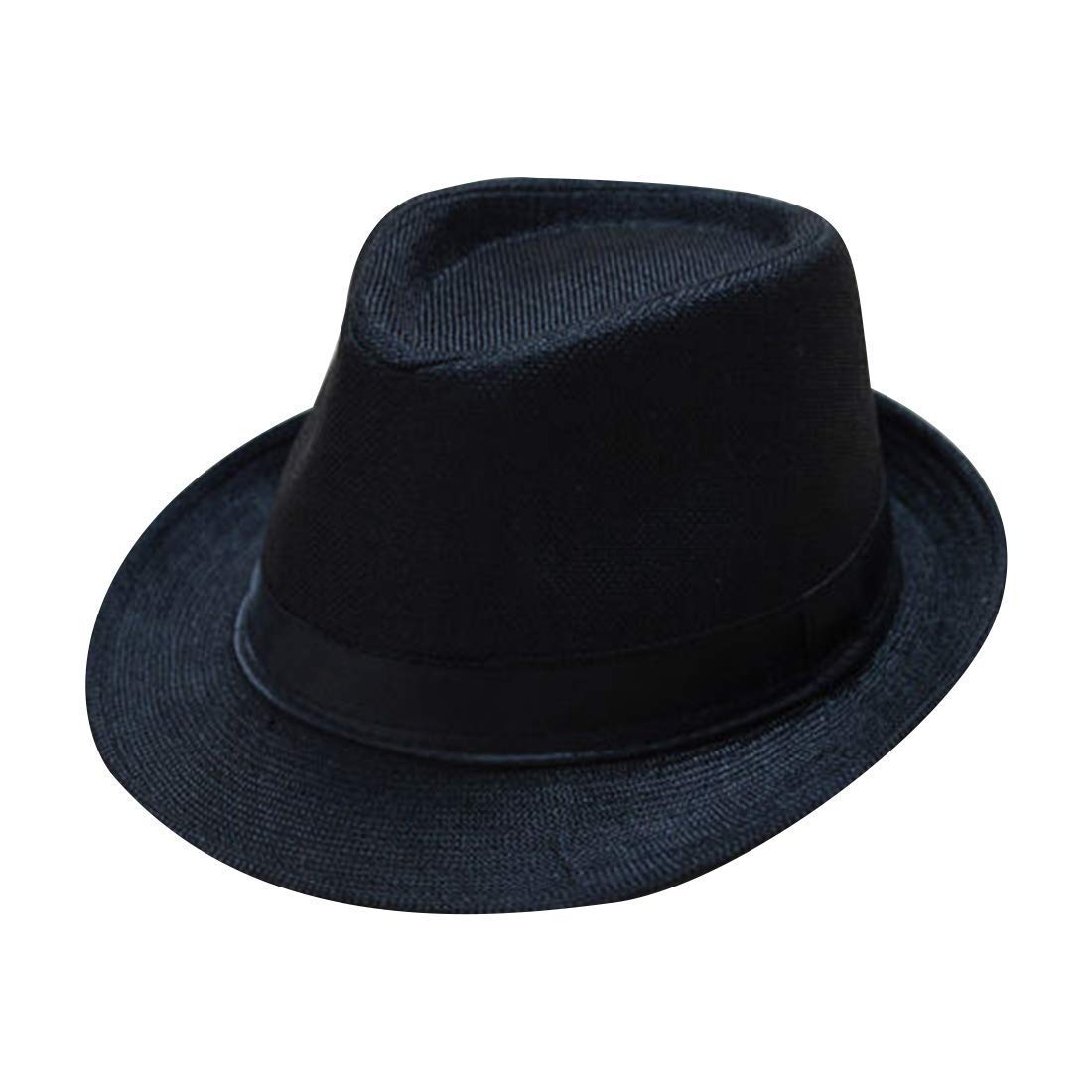 Woshilaocai Mens Classic Fedora Wide Brim Panama Dress Hat,Black,One Size - image 3 of 3