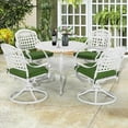 thumbnail image 6 of SOCIALCOMFY 5-Piece Outdoor Patio Dining Set, All-Weather Cast Aluminum Patio Table Set, Include 4 Swivel Chairs and a 35.4 inch Round Table w/Umbrella Hole for Balcony Garden Backyard, White, 6 of 7