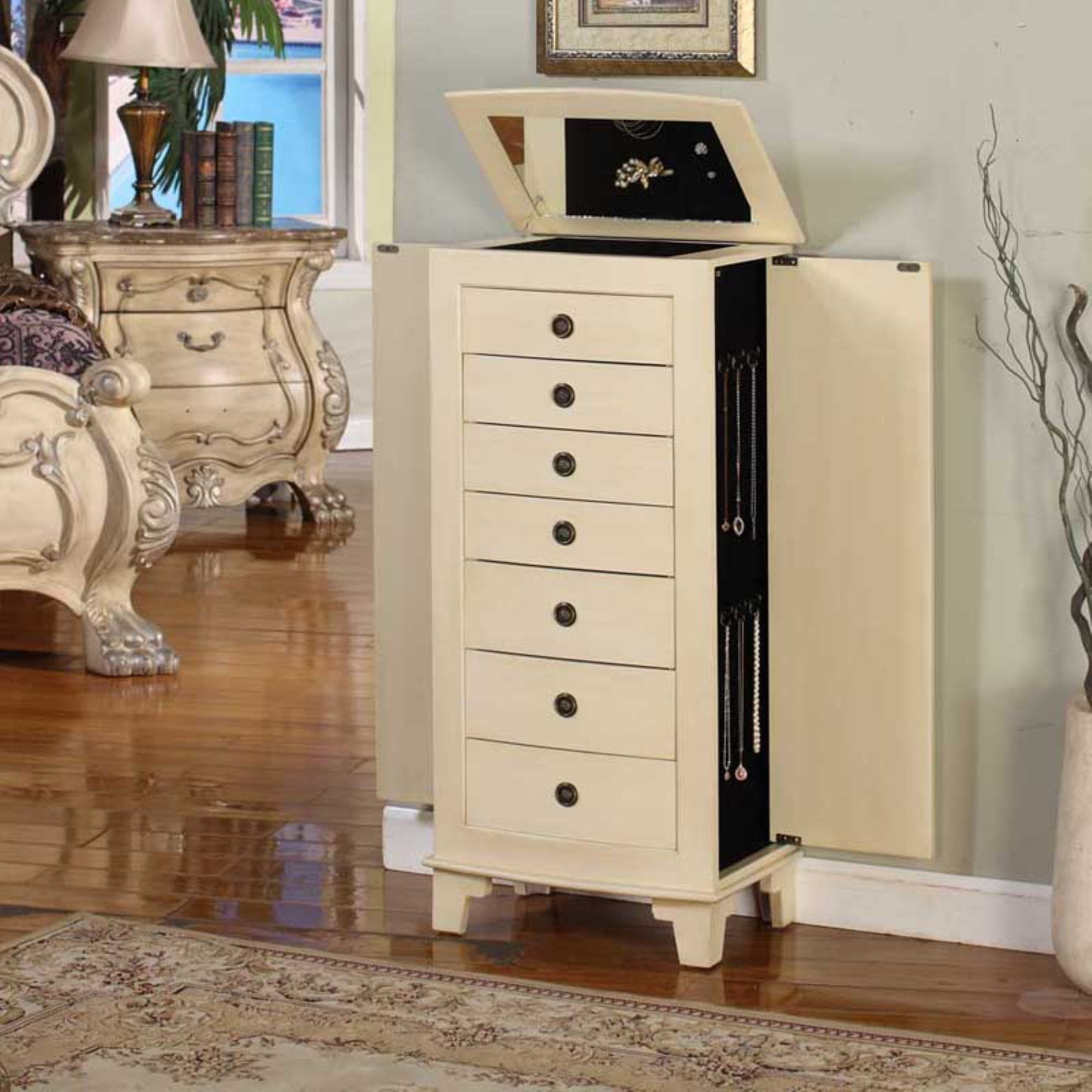 Cayman Locking Jewelry Armoire Cream Walmart