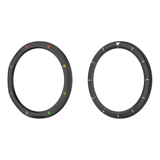 Película Vidrio Tempe Con Anillo Bisel Metálico para Watch S4/S3 (arco Iris) Rojo