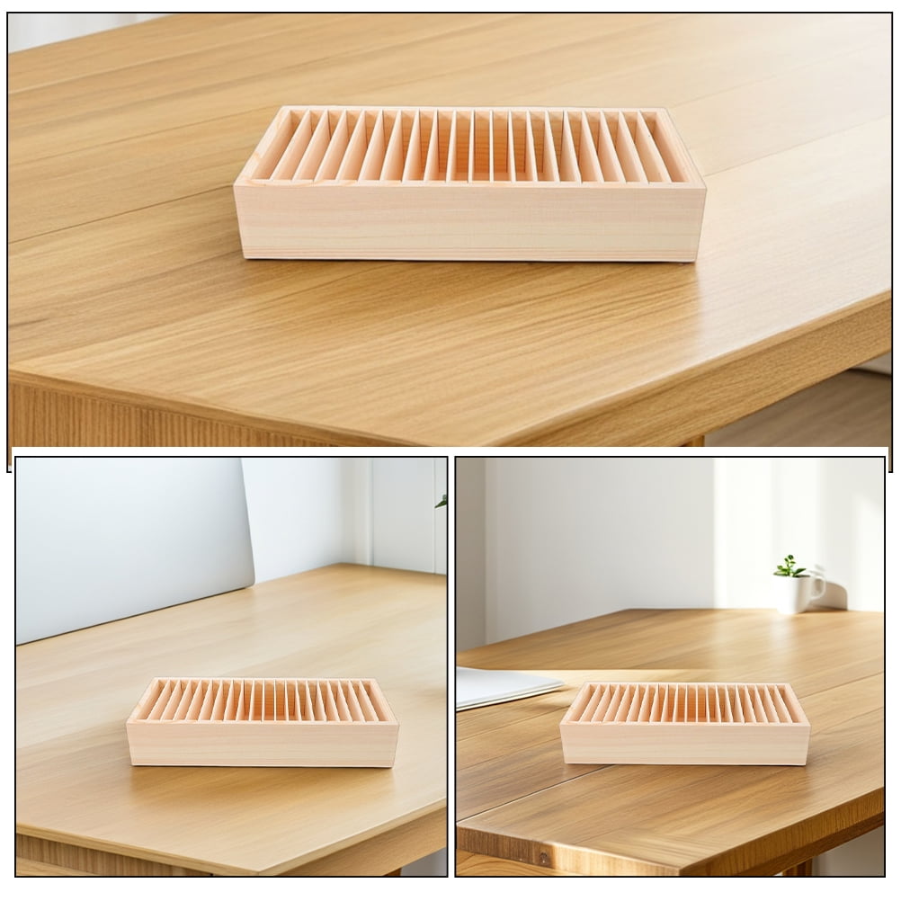 DEEPCRAFF Wooden Name Card Case Beige Hairpin Storage Home Storage 2Pcs