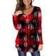 thumbnail image 1 of Pntutb moda mujer cuello redondo manga larga camiseta otoño estampado botón blusa suelta tops Pntutb Pntutb-4994, 1 of 7