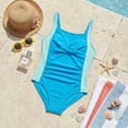 thumbnail image 5 of Girls One-Piece Crisscross Back Swimwear Sleeveless Swimsuit Ruched Color Block Bathing Suit for Girls Ages 13-14 Years, 5 of 9