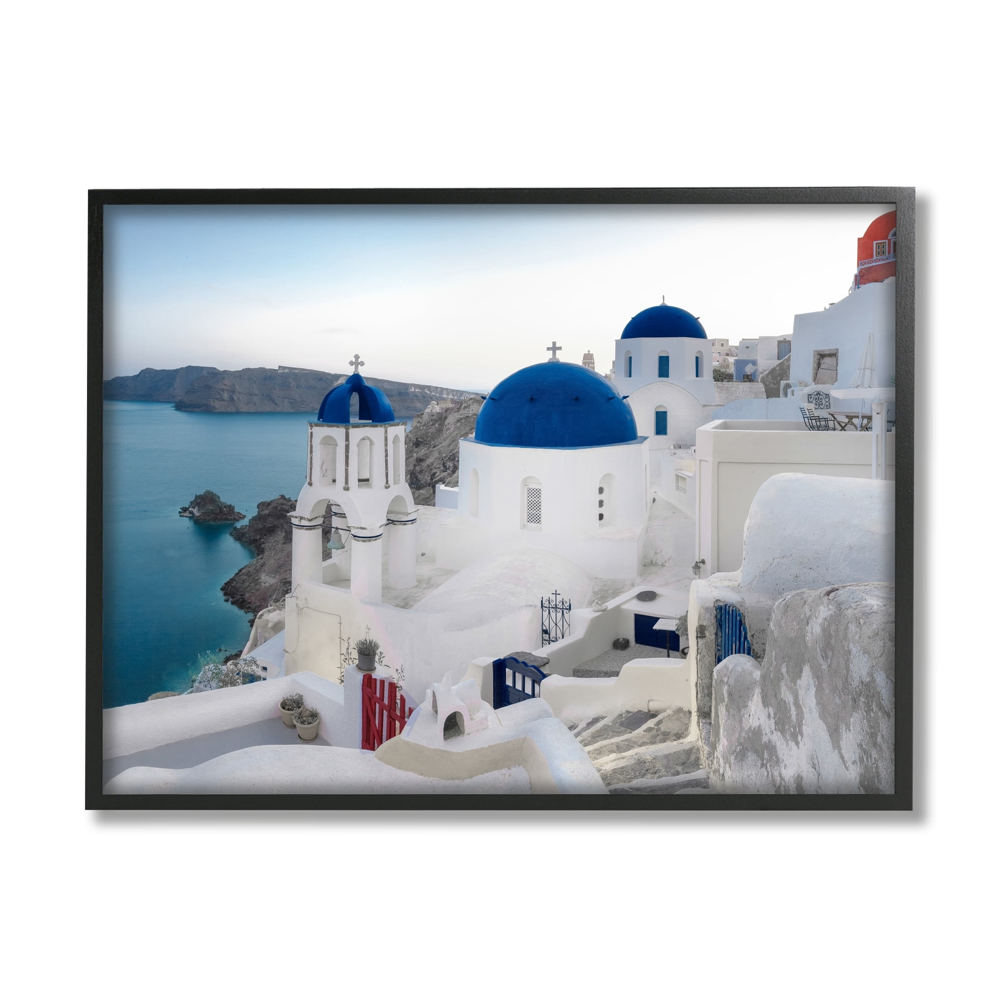 Stupell Industries Ocean View City Landscape Beautiful Architecture White Buildings Photography Gray Framed Art Print Wall Art, 14x11, by Danita Delimont