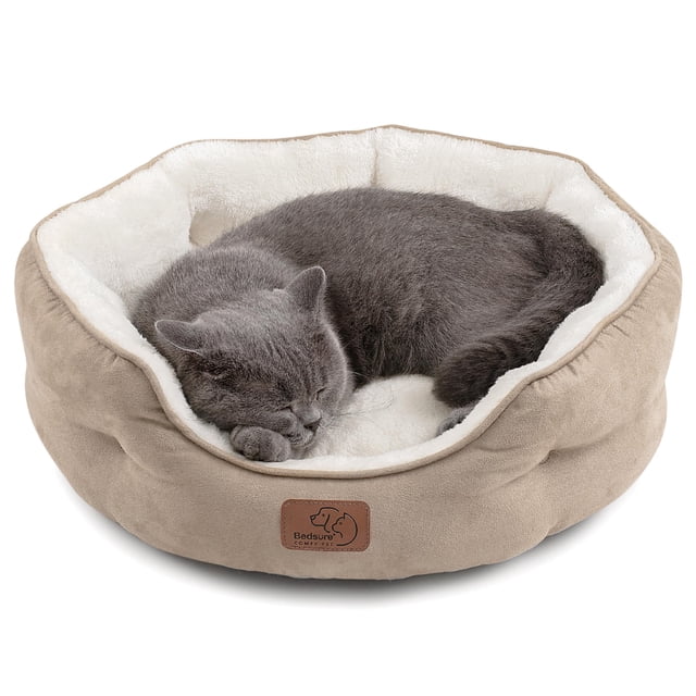Cama para Perros pequeños Bedsure, lavable, redonda, Antideslizante, Camello, 20 pulgadas