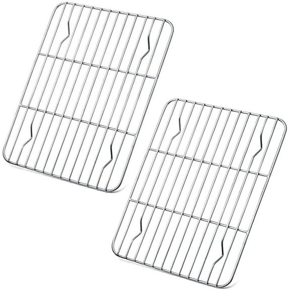 100% Stainless Steel Wire Cooling Rack for Baking fits Half Sheet Pans Cool Cookies, Cakes, Breads - Oven Safe for Cooking, Roasting, Grilling 2 Pack