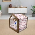 thumbnail image 3 of Ladybugs Pet House, Domed Back Round Ladybugs with Hearts Flowers Dragonflies Romantic Wings Pattern, Outdoor & Indoor Portable Dog Kennel with Pillow and Cover, 5 Sizes, Red White, by Ambesonne, 3 of 5