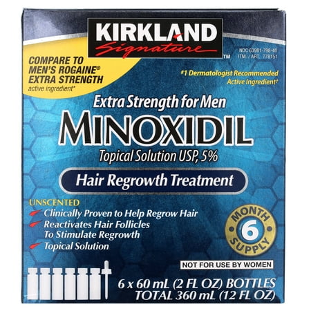 Kirkland Signature Extra Strength 5% Topical Solution Hair Loss & Regrowth Treatment for Men, 2 fl oz, 6 Piece