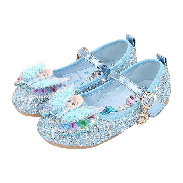 Zapatos de cuero para niñas de Disney, suela blanda, zapatos informales de princesa para bebés, cabeza redonda de moda, rendimiento, baile, antideslizante, frozen31-Insole19.5cm Gao Jinjia LED