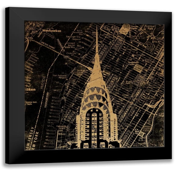 Grey, Jace 12x12 Black Modern Framed Museum Art Print Titled - Chrysler Map