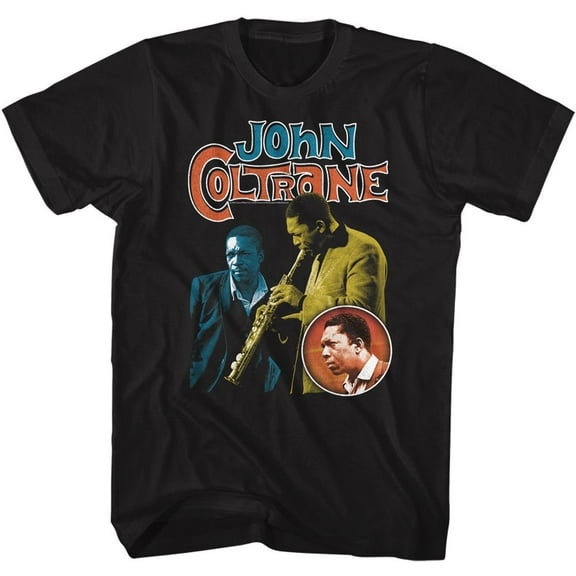 John Coltrane Three Pics Black Adult T-Shirt