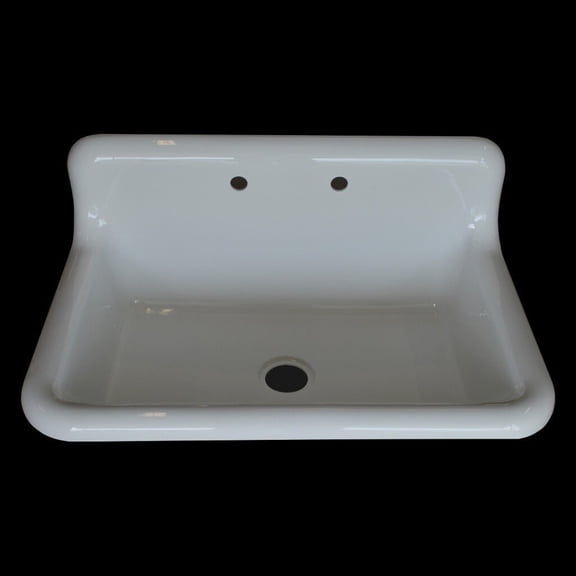 NBI Drainboard Sinks White Reinforced Cast Acrylic 36" x 24" Rolled Rim Farmhouse Sink