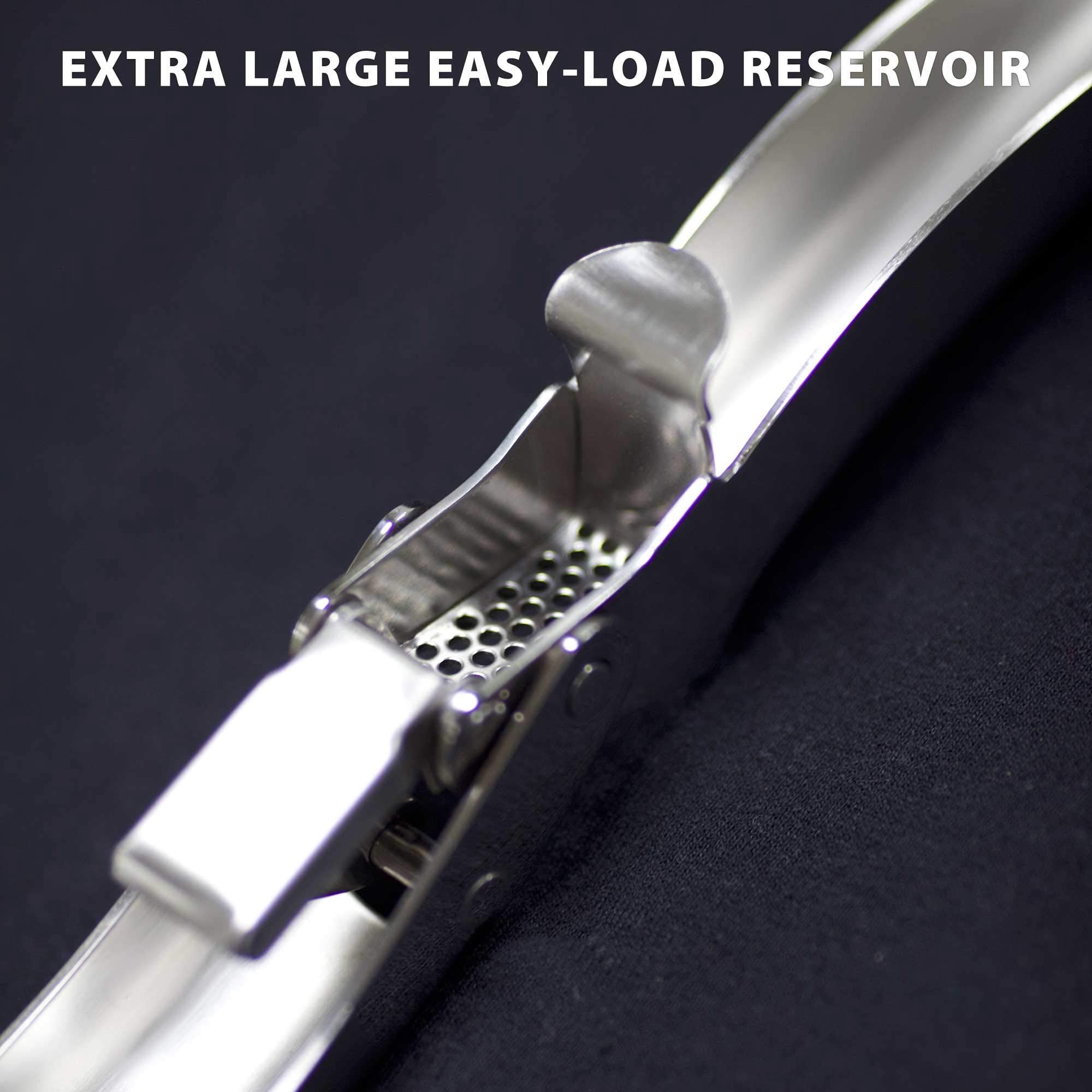 Stainless Steel Garlic Press  Heavy Duty Professional Grade Double Lever-assisted Mincer With High Capacity Reservoir - Easy To Clean And Rust Free