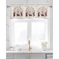 thumbnail image 2 of Easter Brown Rabbits Linen Curtain Valance for Bedroom/Bathroom/Kitchen/Office/Living/Dining Room Windows, Vintage Boho Embroidery Print Flower Rod Pocket Topper Decorative Cafe Drapes Panel 42"x18", 2 of 6