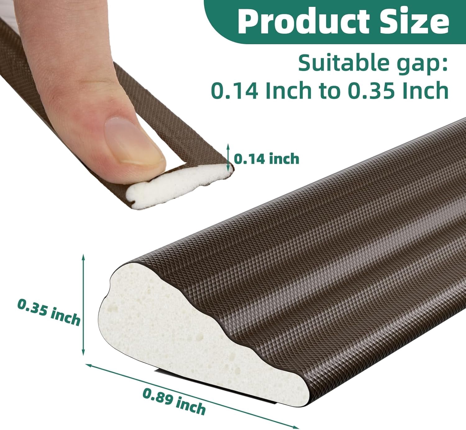 Weather Stripping Door Seal Strip, 33 FT Wedge Window Seal, Winter Insulation Weatherproof Foam Tape, Soundproof Noise Reduction Light Blocker for Exterior Door Frame & Door Gap Filler