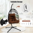 thumbnail image 5 of Gymax Swing Egg Chair Hanging Basket Chair w/Stand Waterproof Cover & Cushion Brown, 5 of 10