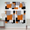 thumbnail image 5 of Abstract Art Curtain Valances Set Orange Black Gray Splice Kitchen Curtains 36&nbsp;inch Length Rod Pocket Valance and Tiers 3 Piece Set Small Bedroom Bathroom Laundry Decor, 5 of 9