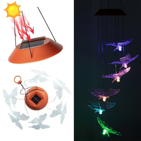 

Solar Powered LED Light Butterfly Wind Chime Color Lamp Waterproof Anging Patio Light Porch Deck Garden Decor