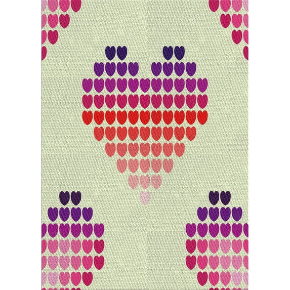 Ahgly Company Indoor Rectangle Patterned Raspberry Purple Novelty Area Rugs, 2' x 3'