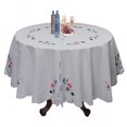 thumbnail image 2 of Creative Linens Battenburg Lace Tablecloth 68" Round with Hand Applique Roses , White 100% Cotton, 2 of 9