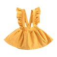 thumbnail image 6 of Girls Solid Corduroy Ruffle Suspender Pinafore Dress Sleeveless Layerable Jumper Skirt Vintage Fall Winter Outfit for Little Girls Yellow 2-3 Years, 6 of 6