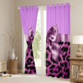 thumbnail image 3 of Feelyou Bow Ribbon Black Out Curtains, Cheetah Print Curtains Pack of 2 (42x63 Each), 3 of 6