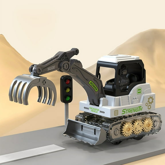 Push-Powered Excavator Toy for Kids - Realistic Movable Arm Construction Vehicle, ABS Plastic Building Truck for Indoor & Outdoor Play, STEM Learning Gift for Boys & Girls Ages 3