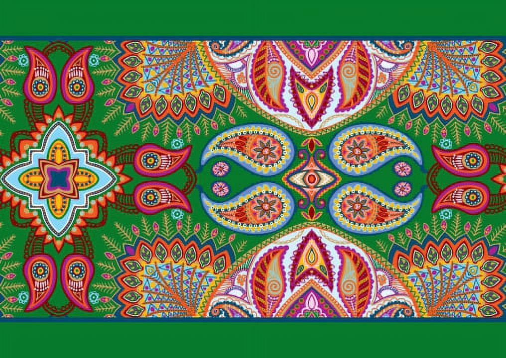 IBA Indianbeautifulart Green Artistic Paisley Fabric Lace Dressmaking Velvet&nbsp;Trim&nbsp;Tape Printed Sewing Lace 9 Yards 4 Inches