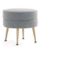 thumbnail image 1 of Manhattan Comfort Bailey Ottoman in Gray with Solid Wood Base & Gold Feet, 1 of 7