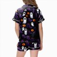 thumbnail image 5 of Cdudpw Halloween Pajamas Toddler Girl Pumpkin Ghost Pajama Set Short Sleeve Button Down Shirt Fall 2 Piece Outfits(A015-White), 5 of 5
