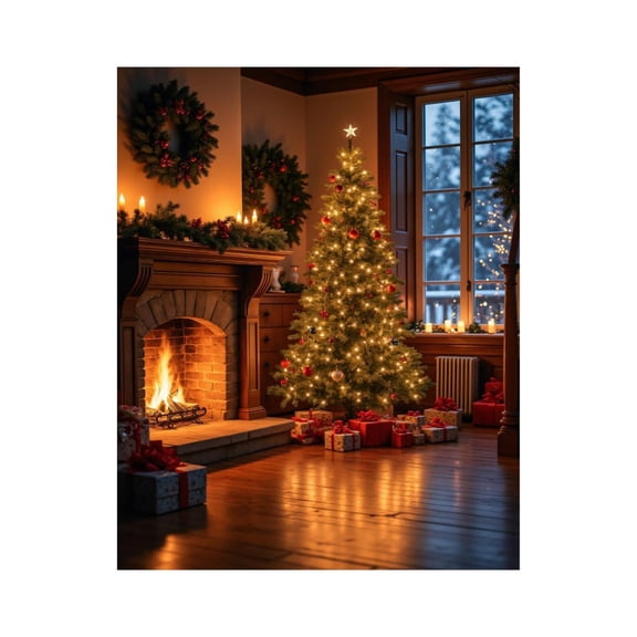 Paint by Numbers Kit for Adults, Christmas Tree Fireplace Room Decor Paint by Numbers, Easy Paint by Numbers Kit for Adults Beginner, DIY Adult Paint by Number Kits on Canvas, Home Decor