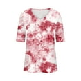 thumbnail image 3 of ZQGJB Summer T-Shirts for Women Trendy Tie Dye Gradient Print Short Sleeve V Neck Graphic Tunic Tees Shirt Loose Lightweight Comfy Pullover Tops Red M, 3 of 4