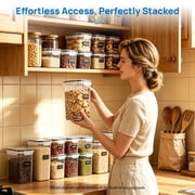 Sindcom Airtight Food Storage Containers Set, 14pcs Plastic Kitchen and Pantry Organization Canisters, Black