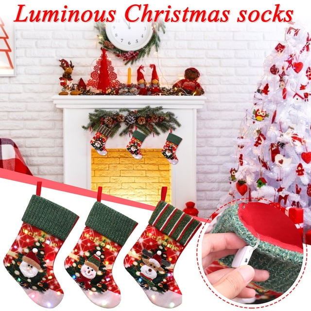 Vaidha LED Illuminated Large Christmas Stocking Christmas Decorations