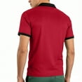 thumbnail image 5 of Hearthz Men's Polo Shirt with Pocket Quarter Zip Short Sleeve Shirt Men Casual Slim Fit Collared Gym T Shirts for Men ,Wine L, 5 of 9