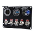 thumbnail image 4 of Panel de interruptores de barco de 5 bandas para coche, combinación de salida de 12V, doble USB, remolque de 12V/24V Luz azul kusrkot panel de interruptores, 4 of 6