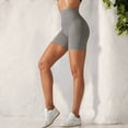 thumbnail image 4 of Women's High Waist Seamless Biker Shorts with Compression Fit- Small, Gray, 4 of 6