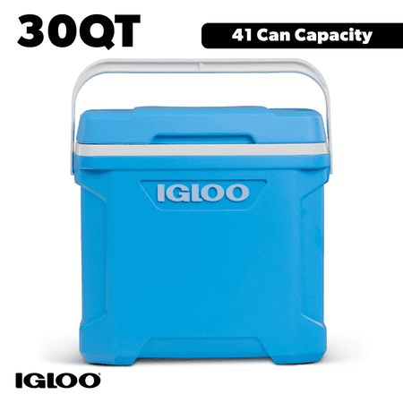 Igloo 30-Quart Cooler, Carolina Blue Portable Ice Chest with Cool Riser Technology, 41 Can Capacity