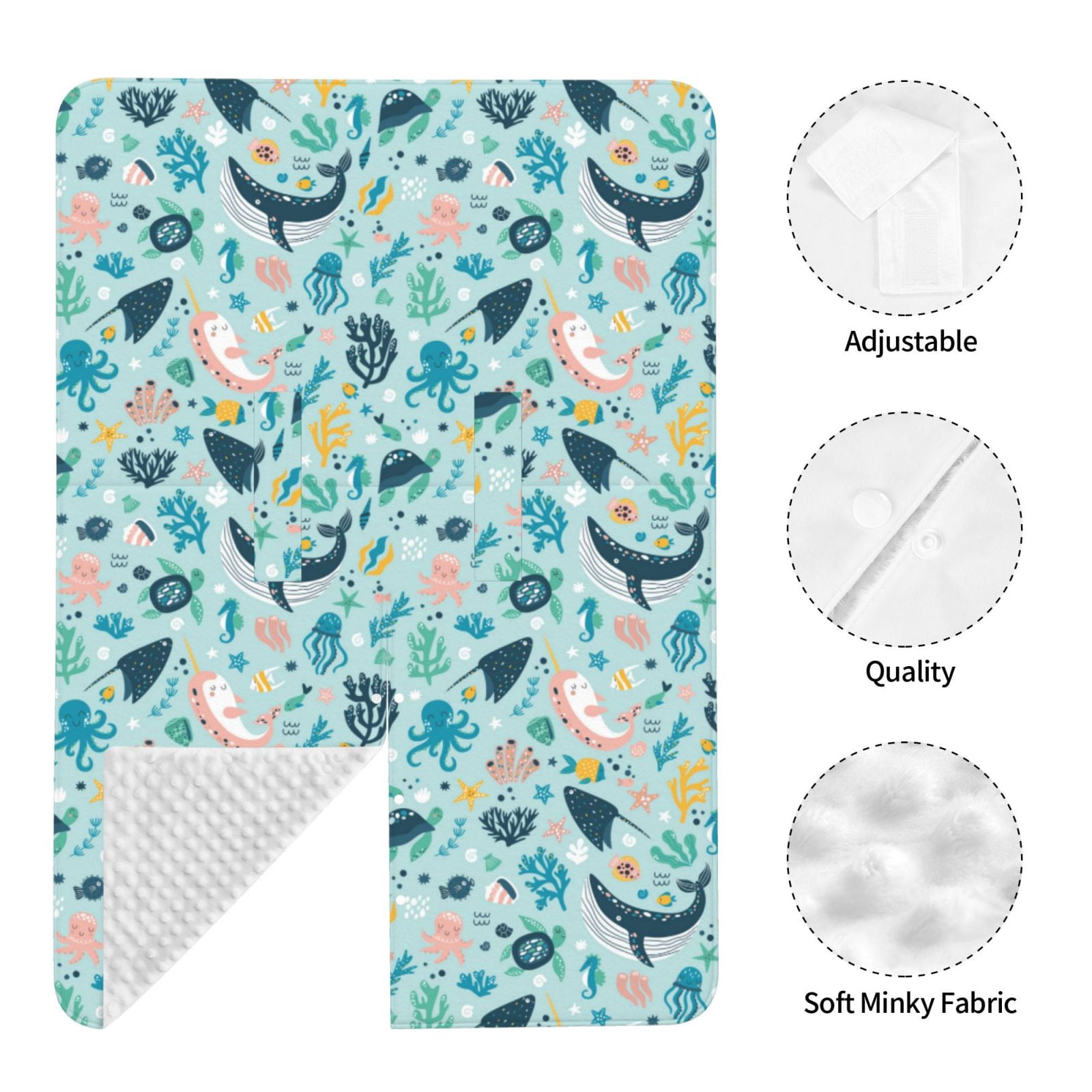 Naloa Sea Life Baby Car Seat Cover, Breathable Baby Carrier Cover, Multiuse Baby Carrier Cover & Nursing Breastfeeding Cover