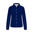 thumbnail image 5 of WREESH Womens Fashion Button Down Shirts Business Casual Tops Lapel Solid Color Loose Fit Long Sleeve Tops Casual Everyday Single-Breasted Shirt Tops Dark Blue, 5 of 5
