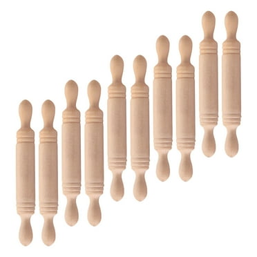 Sparsain Set of 10 Mini Wooden Rolling Pins for Dollhouse