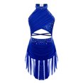 thumbnail image 5 of Miutii Kids Girls Glittery Rhinestone Backless Ballet Leotard Dress Lyrical Jazz Latin Modern Dance Blue 6, 5 of 9