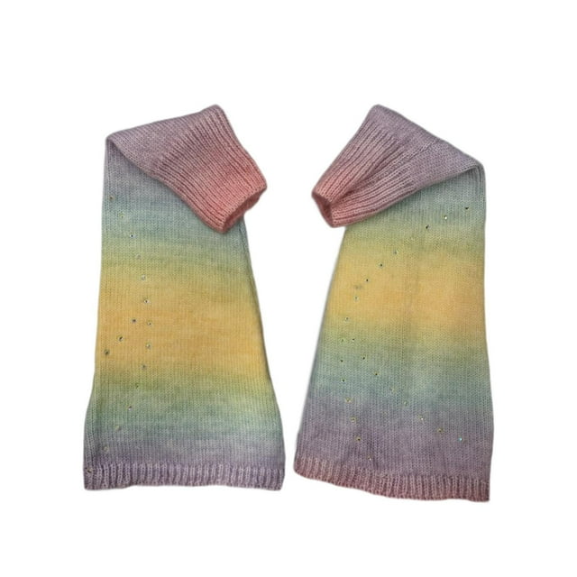 Calentadores de piernas de punto, calcetines largos para patinaje artístico, leggings degradados para mujer Estilo B