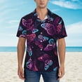 thumbnail image 4 of Easygdp Purple Butterfly Men'S Summer Casual Short Sleeve,Short Sleeve Button-Down Shirt, Lapel Loose Breathable Hawaiian Short Sleeve - X-Large, 4 of 9