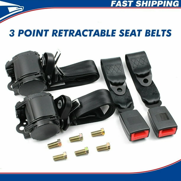 2 Pack Universal Seat Belt, 3 Point Retractable Seat Belt, Adjustable Car Seat Belt Lap Shoulder