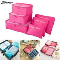 Spencer Set of 6 Waterproof Packing Cubes Travel Luggage Packing Organizer Pouch Clothes Storage Bag Suitcase for Toiletry "Rose Red"