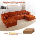 thumbnail image 3 of BYBYME Cloud Sectional Couch with U-Shape Chaise Modern Comfy Modular Corduroy Sofa for Living Room,Tufted 6-Seat Sleeper Chair with 2 Ottoman,Sofa in A Box,No Assembly Required,Orange, 3 of 14