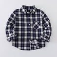 thumbnail image 2 of BFHHYA Toddler Plaid Button-Down Shirt Girls Boys Classic Long-Sleeve Collared Casual Top with Pockets, for Spring Daily Wear (2-13Y), 2 of 3